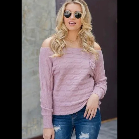 Nwt Military Hippie Cable Knit Rose Sweater In Pink SZ L - Picture 1 of 7